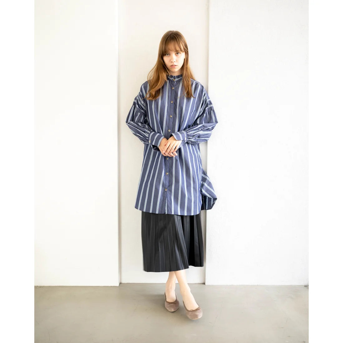 日本製【珍珠色調防水】Emma Francis尖頭平底芭蕾舞鞋(01b-L S155)(Charcoal grey leather suede)(チャコールグレー レザースエード)