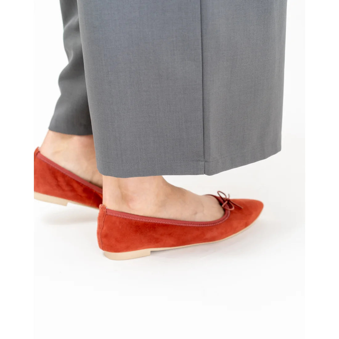日本製【珍珠色調防水】Emma Francis尖頭平底芭蕾舞鞋(01b-L S129)(orange leather suede)(オレンジ レザースエード)