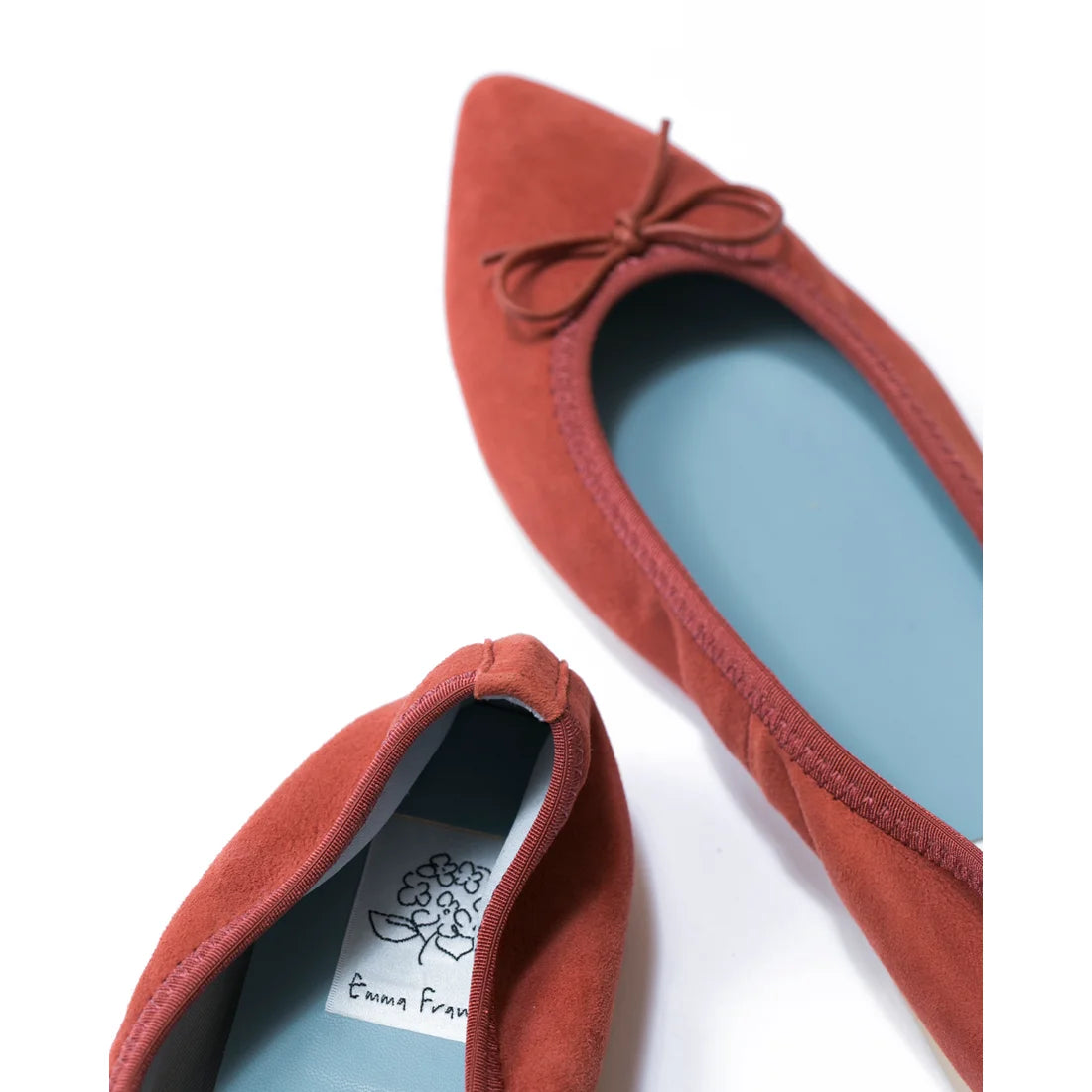 日本製【珍珠色調防水】Emma Francis尖頭平底芭蕾舞鞋(01b-L S129)(orange leather suede)(オレンジ レザースエード)