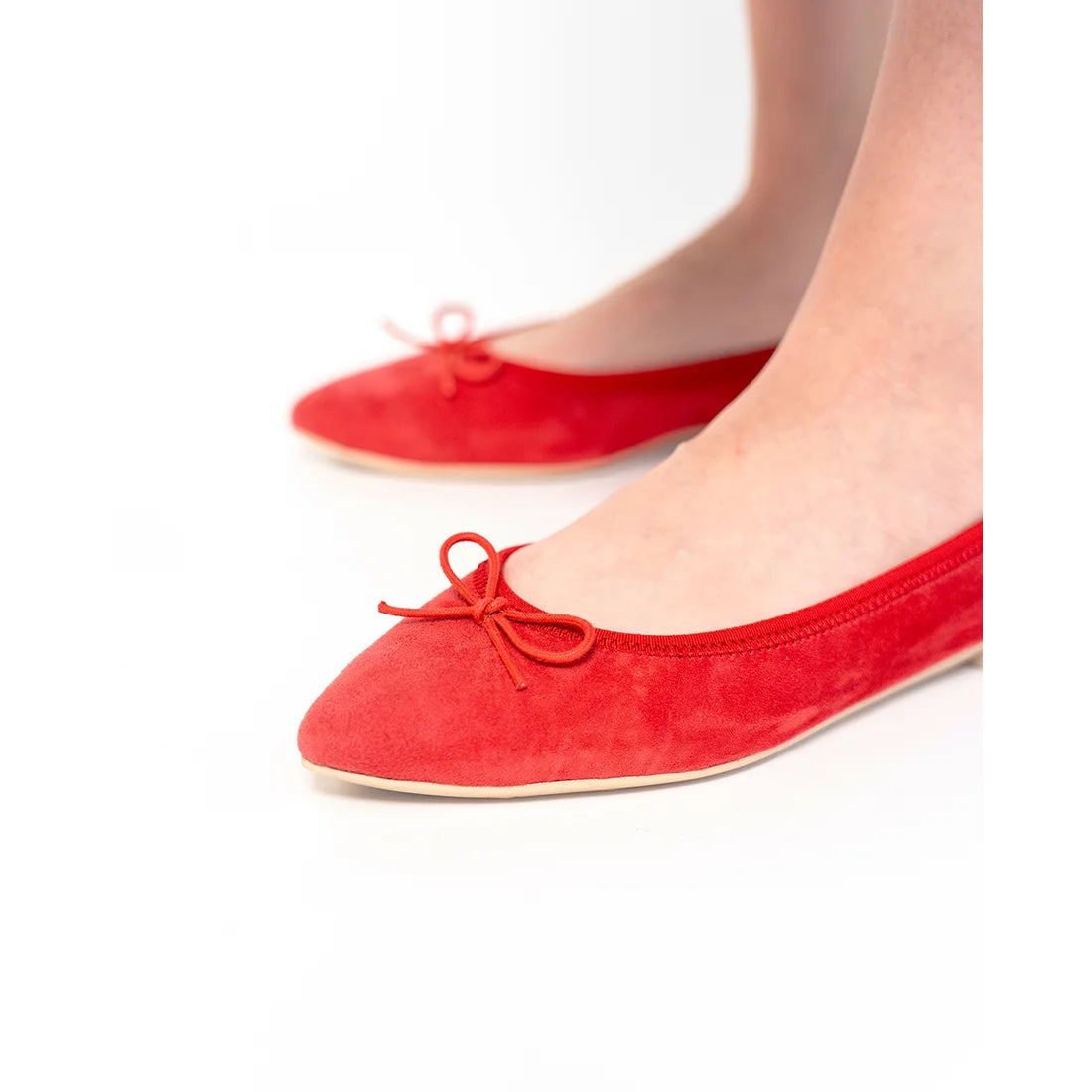 日本製【珍珠色調防水】Emma Francis尖頭平底芭蕾舞鞋 (01b-L S135) (Red leather suede)(レッド レザースエード)