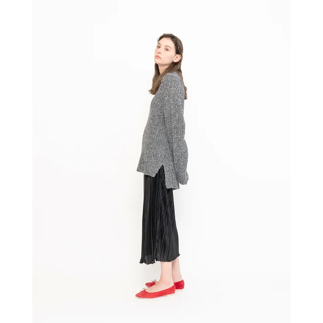日本製【珍珠色調防水】Emma Francis尖頭平底芭蕾舞鞋 (01b-L S135) (Red leather suede)(レッド レザースエード)