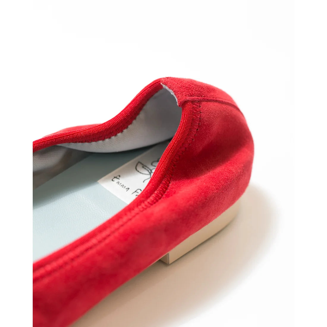 日本製【珍珠色調防水】Emma Francis尖頭平底芭蕾舞鞋 (01b-L S135) (Red leather suede)(レッド レザースエード)