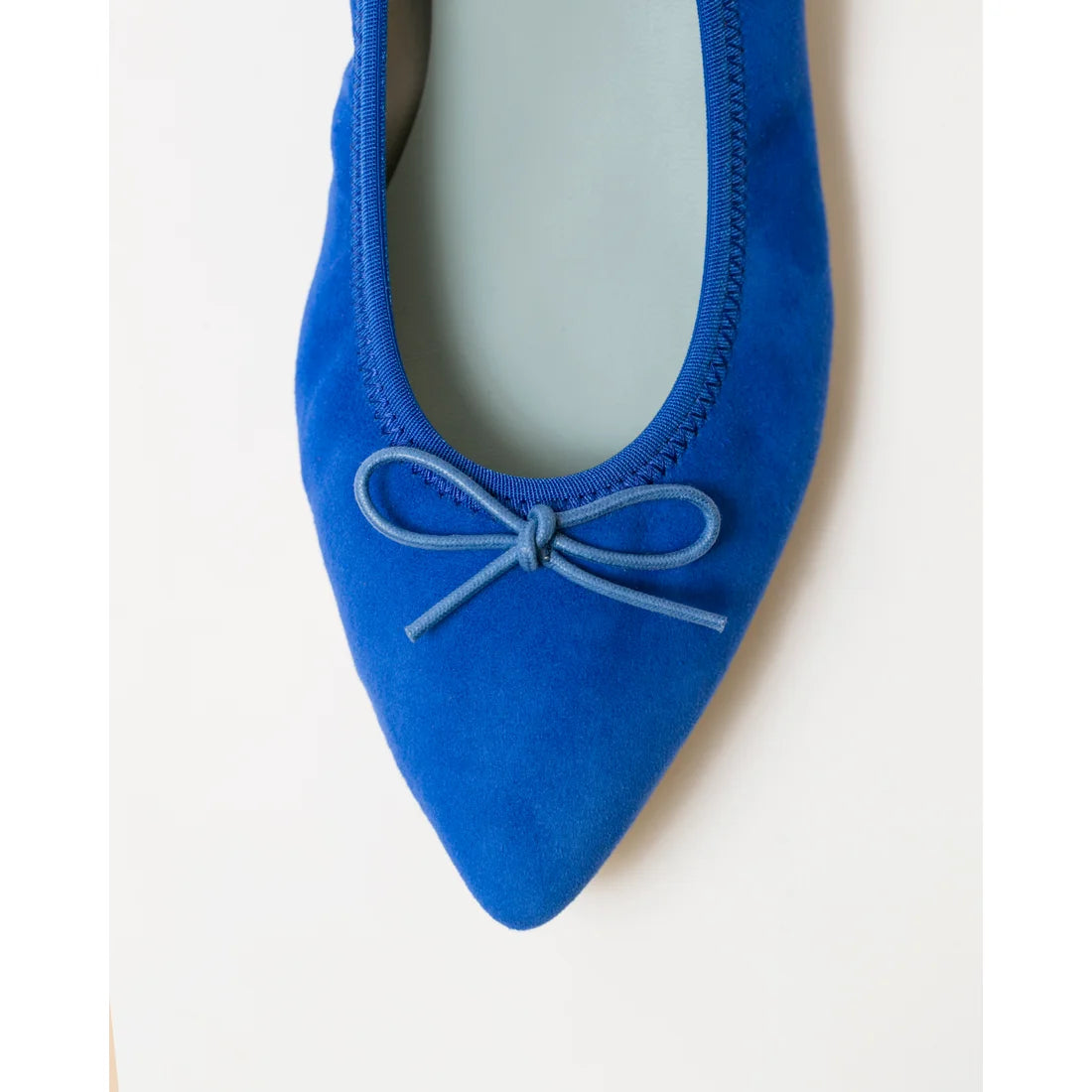 日本製【珍珠色調防水】Emma Francis尖頭平底芭蕾舞鞋 (01b-L S120) (Blue leather suede)(ブルー レザースエード)