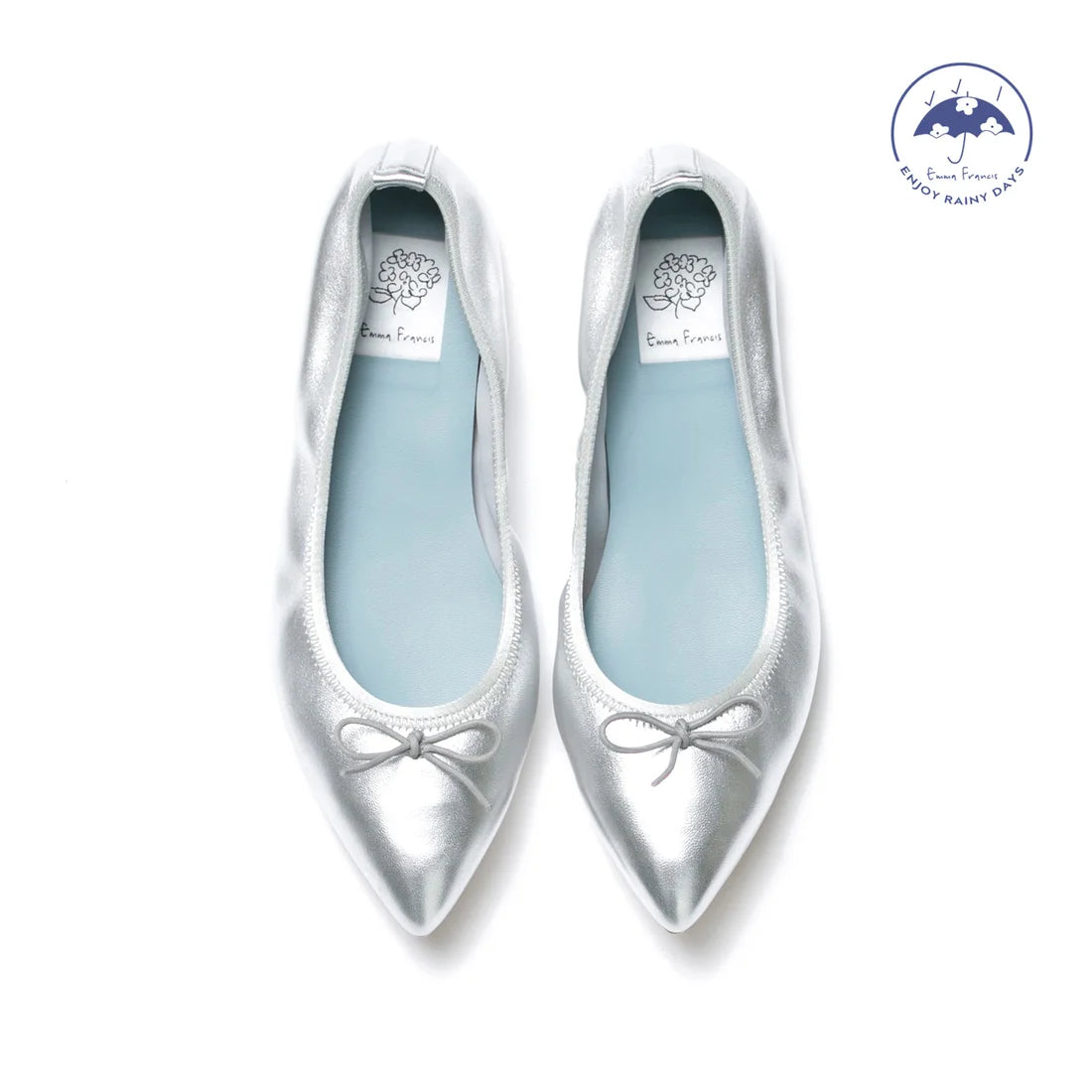 日本製【珍珠色調防水】Emma Francis尖頭平底芭蕾舞鞋 (01b-L M162) (Silver leather suede)(シルバー レザースエード)
