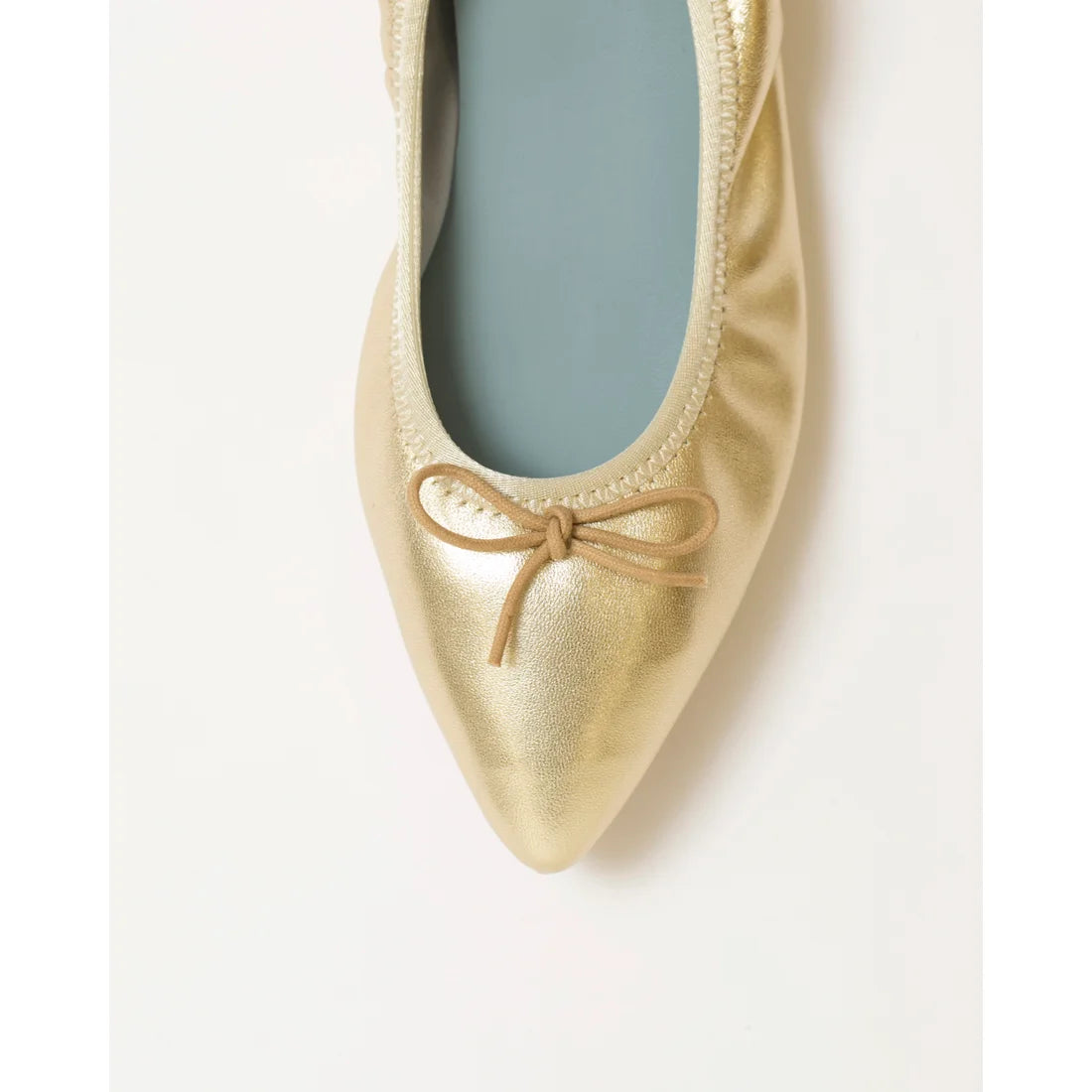 日本製【珍珠色調防水】Emma Francis尖頭平底芭蕾舞鞋 (01b-L M164) (Gold leather suede)(ゴールド レザースエード)