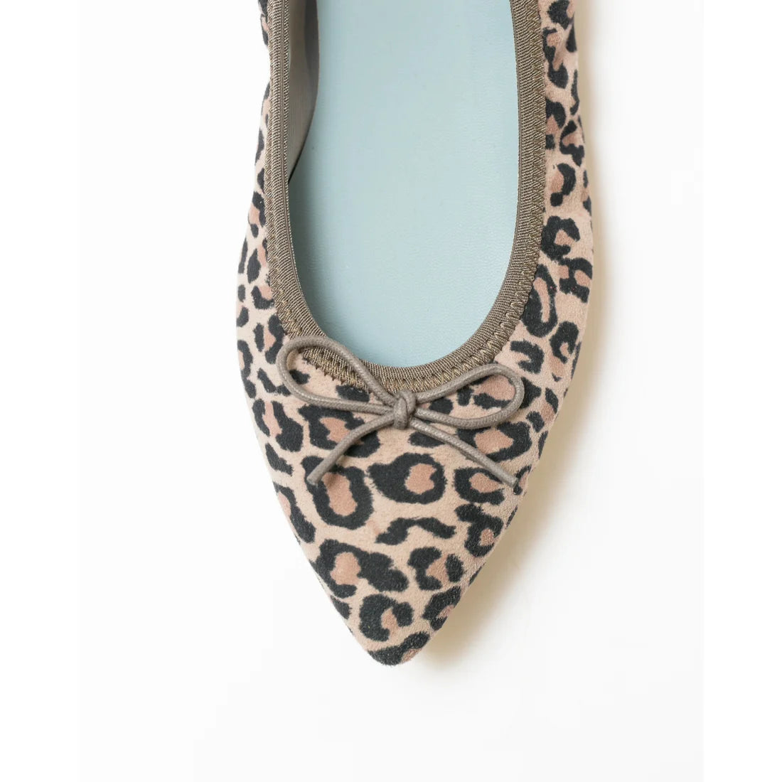 日本製【珍珠色調防水】Emma Francis 真皮尖頭平底芭蕾舞鞋(01b-L S334)(Leopard print leather suede)(レオパード柄 レザースエード)