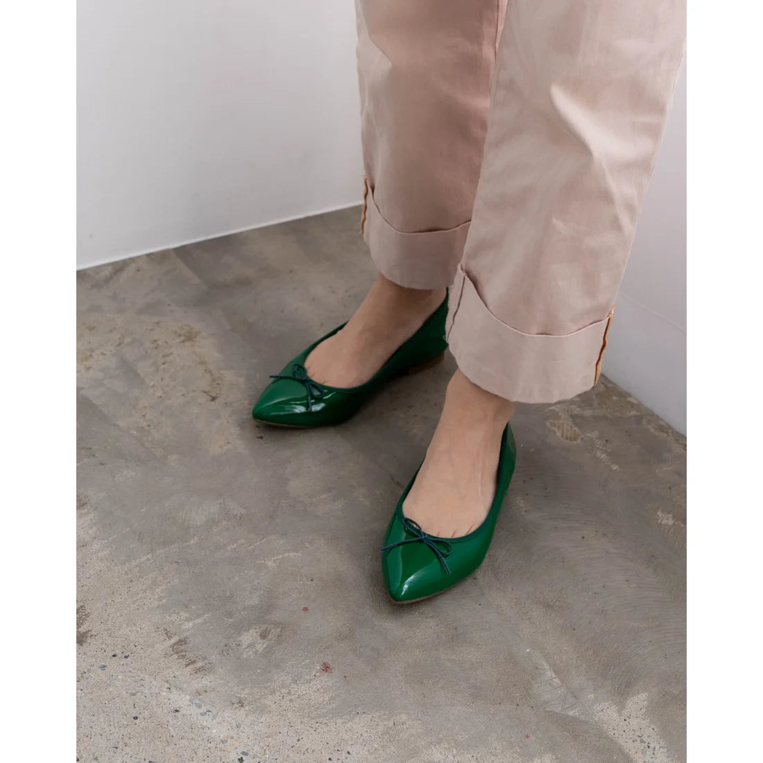 日本製【晴雨兼容】Emma Francis尖頭平底芭蕾舞晴雨鞋(01a-E 111)(Green enamel)(グリーン エナメル)
