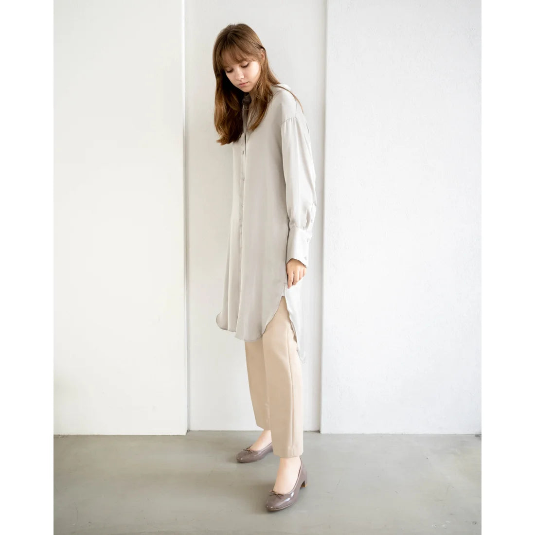 日本製【相容雨天】Emma Francis圓頭3cm跟芭蕾舞鞋(3001a-E 155)(Charcoal gray enamel)(チャコールグレー エナメル)