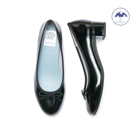 日本製【相容雨天】Emma Francis 圓頭3cm跟芭蕾舞鞋(3001a-E 101)(Black enamel)(ブラック エナメル)