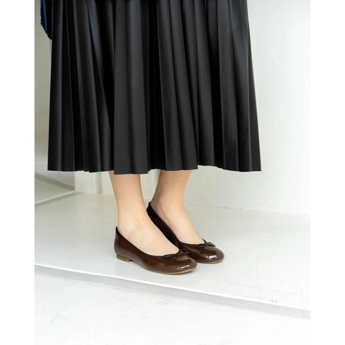 日本製 Emma Francis 圓頭平底芭蕾舞晴雨鞋 (02a-E 105) (Brown Enamel)(ブラウン エナメル)