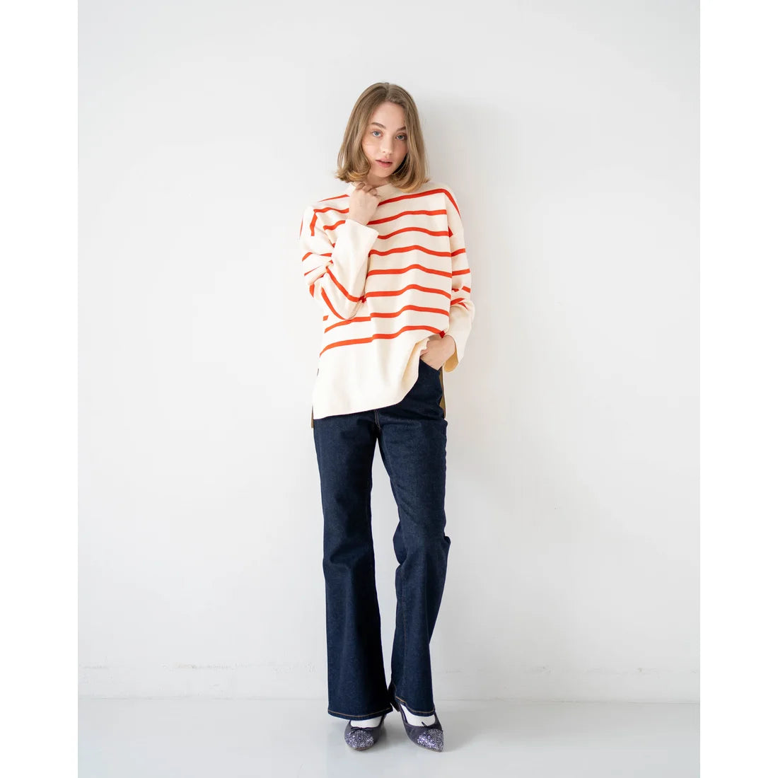 日本製 Emma Francis 絨面革尖頭平底芭蕾舞鞋 (01l-S 153)(Gray suede)(グレー スエード)