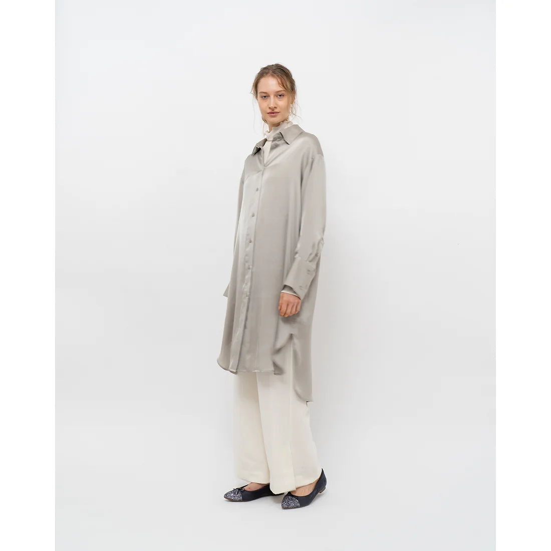 日本製 Emma Francis 絨面革尖頭平底芭蕾舞鞋 (01l-S 153)(Gray suede)(グレー スエード)