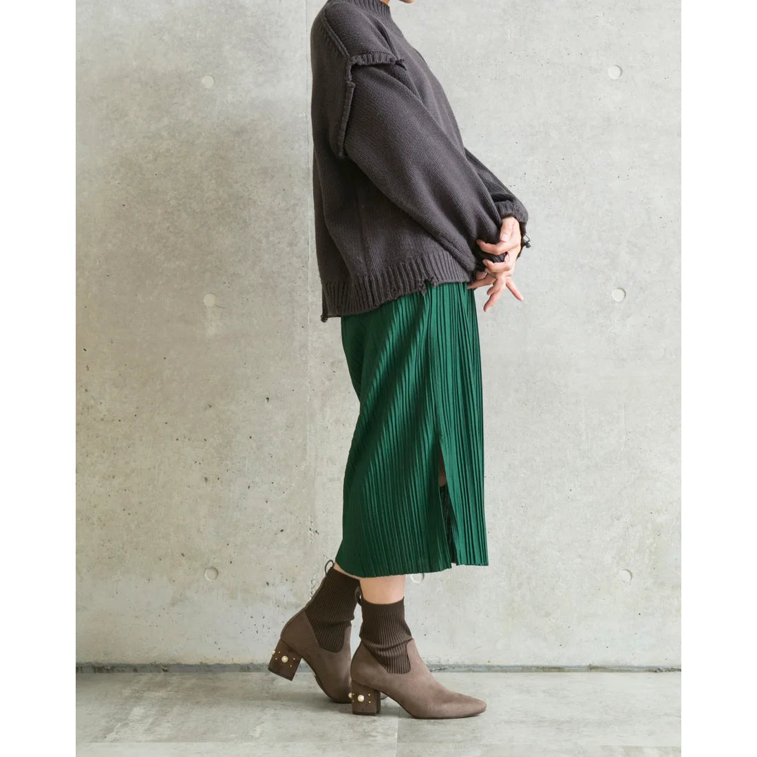 日本製Emma Francis 珍珠跟針織靴(炭灰色麂皮)(9006-S 155)(charcoal gray suede)(charcoal gray suede)