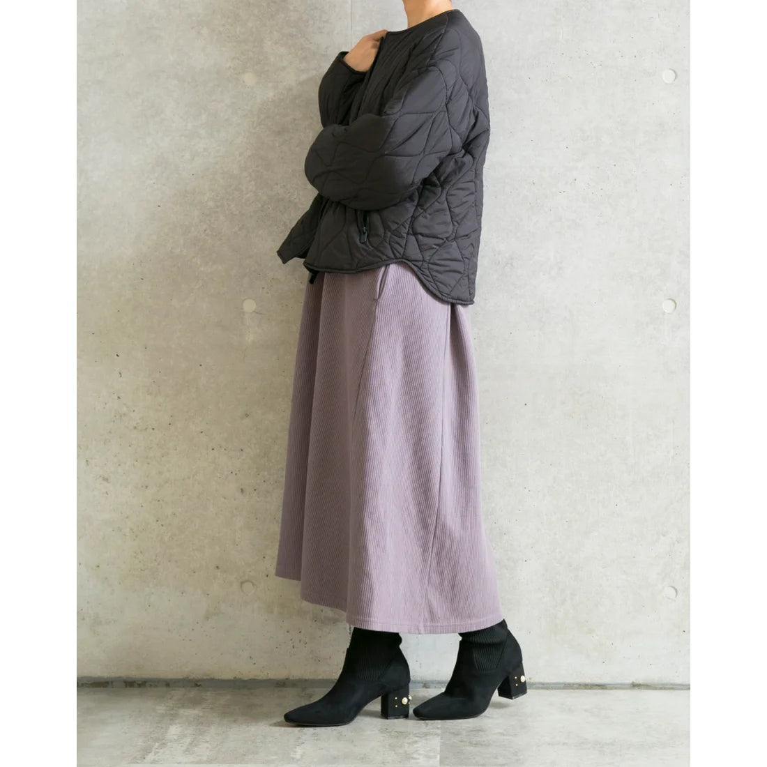 日本製Emma Francis 珍珠跟針織靴(黑色絨面革)(9006-S 101)(black suede)(ブラック スエード)