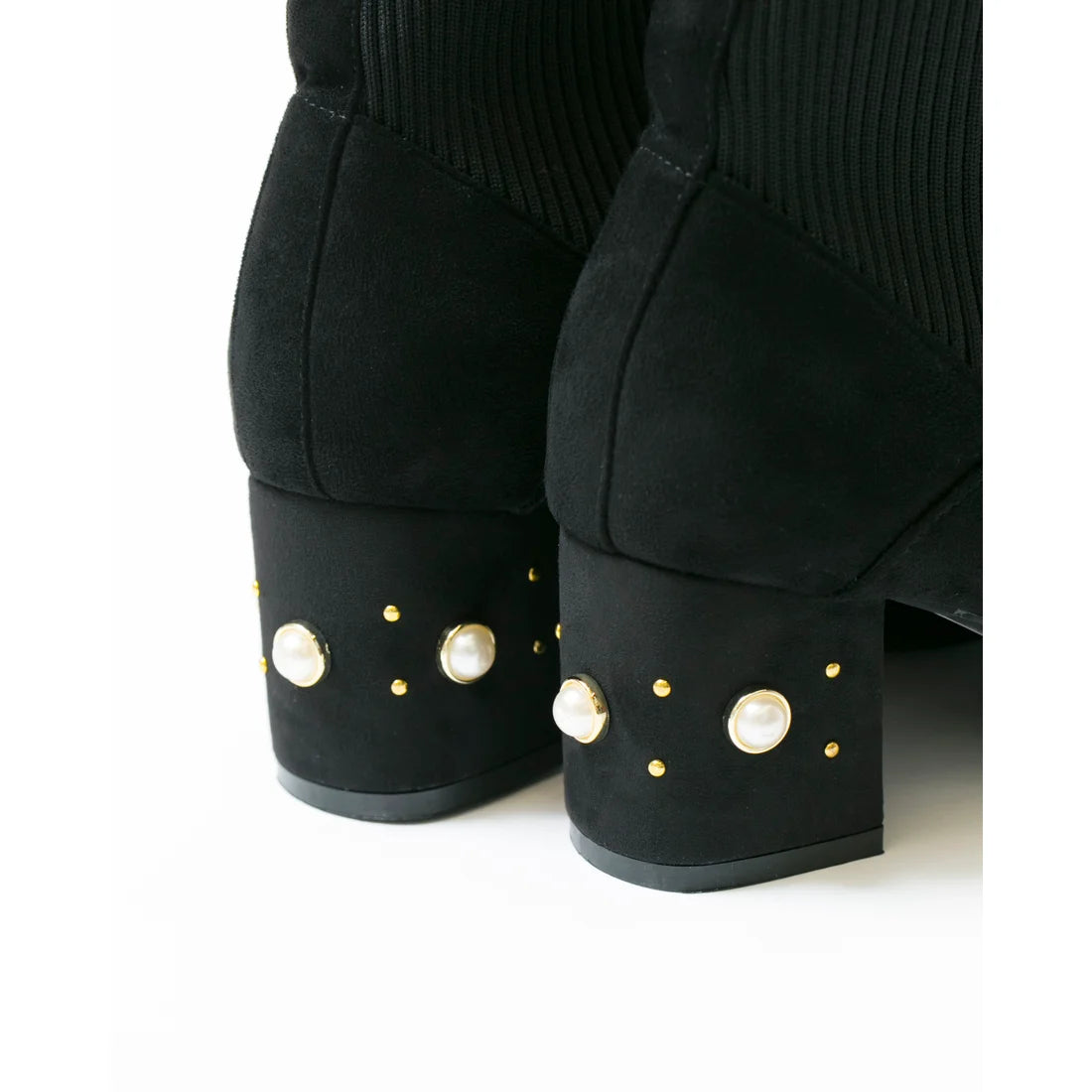 日本製Emma Francis 珍珠跟針織靴(黑色絨面革)(9006-S 101)(black suede)(ブラック スエード)