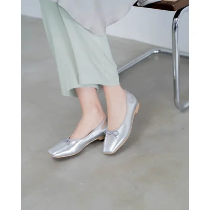日本製【蘋果皮】【防水】 Emma Francis方頭平底芭蕾舞鞋( 03b-AP 162 )(Silver Apple Leather Smooth)(シルバー アップルレザースムース)