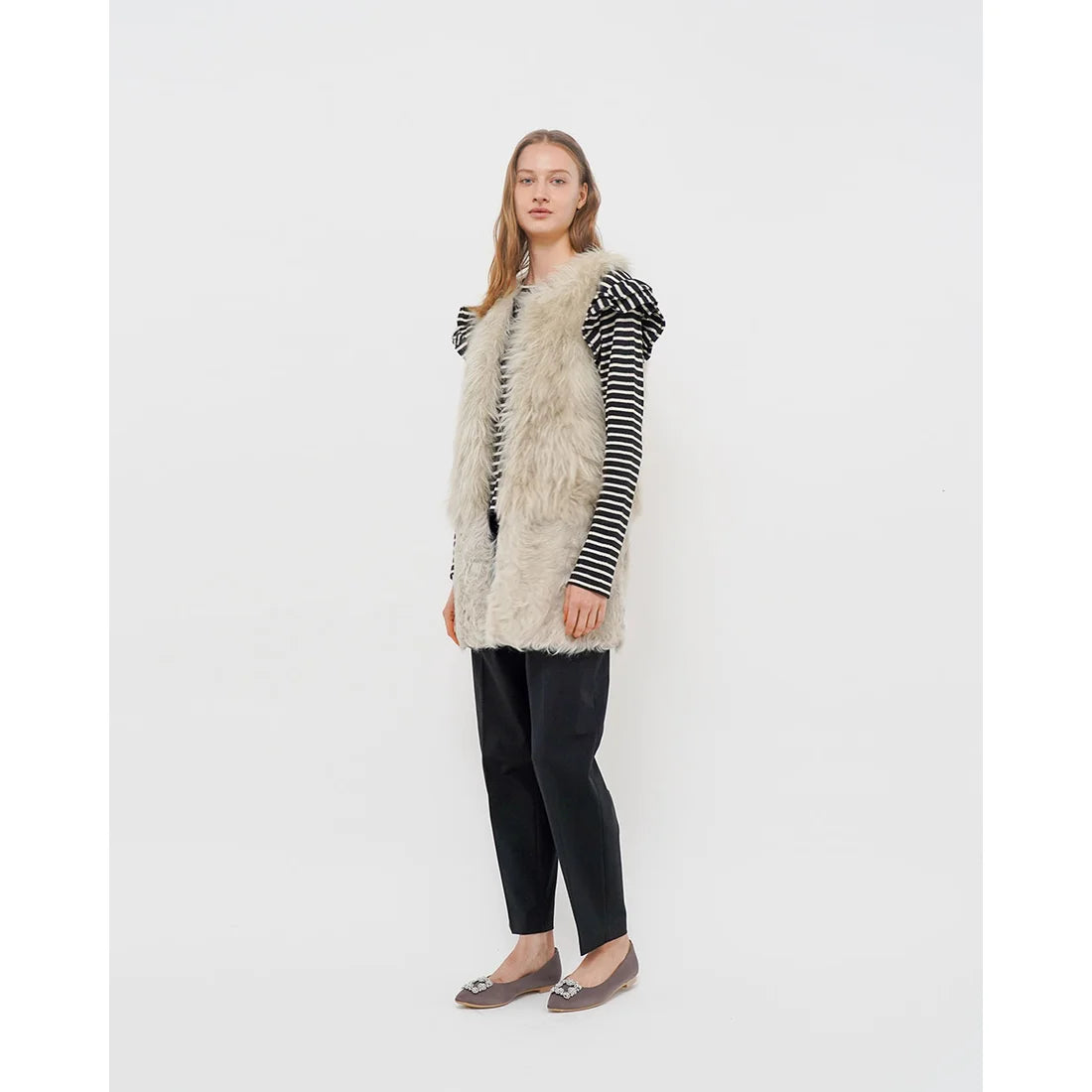 日本製 Emma Francis 平底珠寶搭扣高跟鞋(01t-ST 155)(Charcoal gray satin)(チャコールグレー サテン)