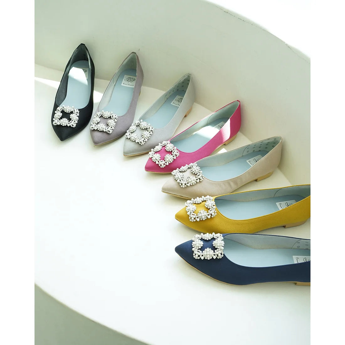 日本製 Emma Francis 平底珠寶搭扣高跟鞋(01t-ST 183)(Bordeaux Satin)(ボルドー サテン)