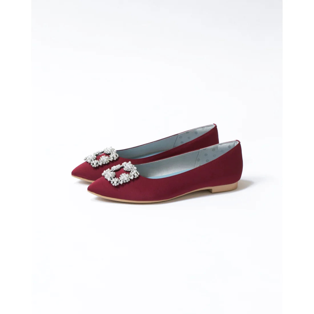 日本製 Emma Francis 平底珠寶搭扣高跟鞋(01t-ST 183)(Bordeaux Satin)(ボルドー サテン)