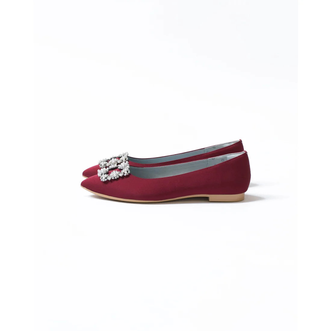 日本製 Emma Francis 平底珠寶搭扣高跟鞋(01t-ST 183)(Bordeaux Satin)(ボルドー サテン)