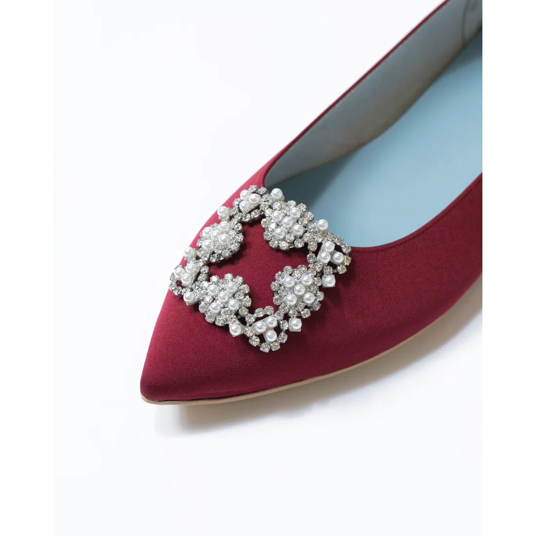 日本製 Emma Francis 平底珠寶搭扣高跟鞋(01t-ST 183)(Bordeaux Satin)(ボルドー サテン)