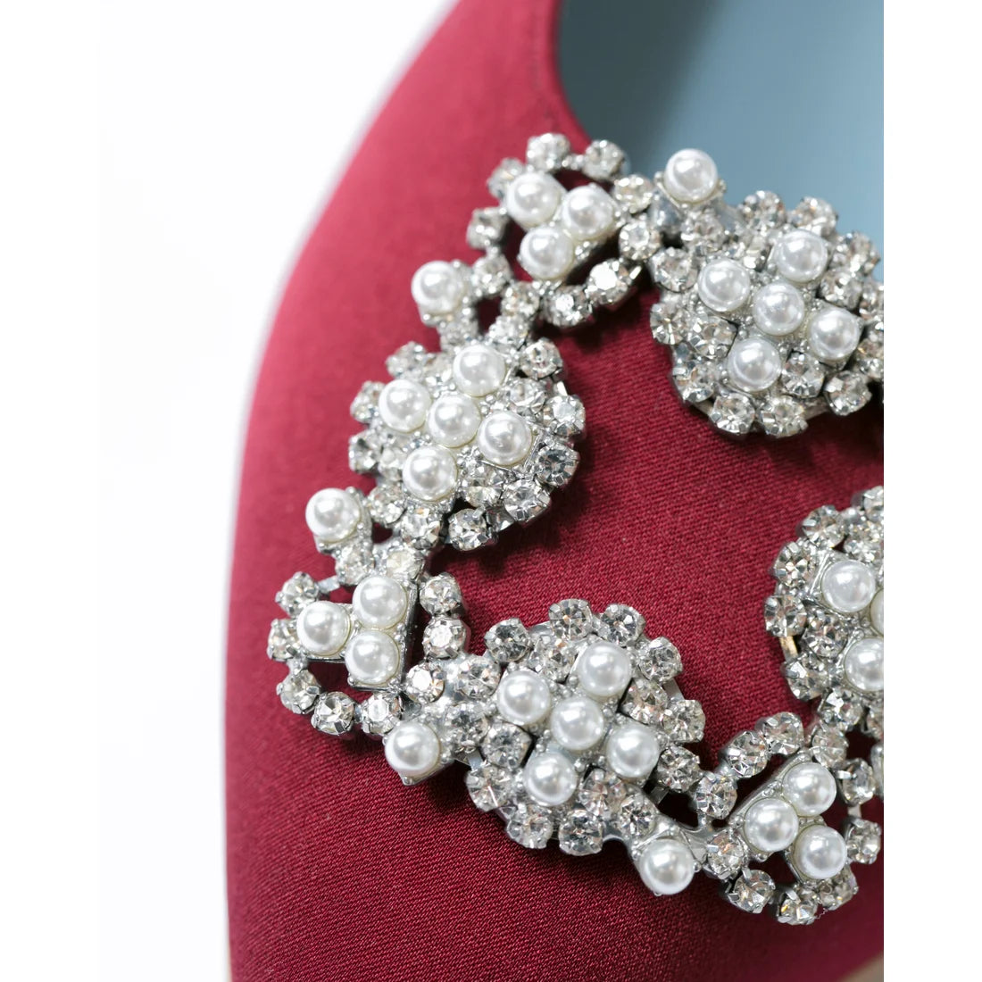 日本製 Emma Francis 平底珠寶搭扣高跟鞋(01t-ST 183)(Bordeaux Satin)(ボルドー サテン)