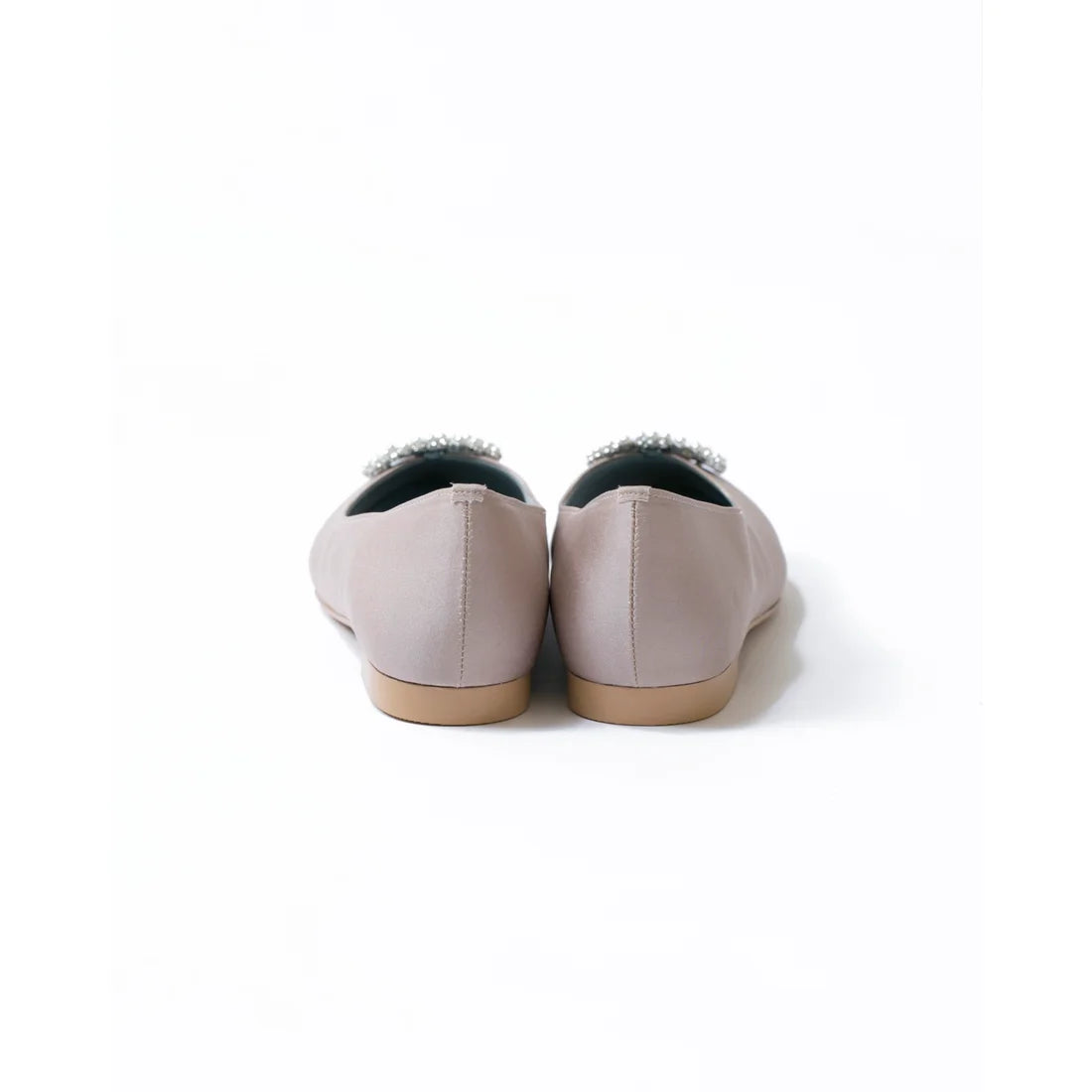 日本製 Emma Francis 平底珠寶搭扣高跟鞋(01t-ST 108)(Beige satin)(ベージュ サテン)
