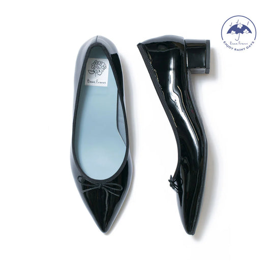 日本製【相容雨天】Emma Francis 尖頭3cm跟芭蕾舞鞋(3002a-E 101)(Black enamel)(ブラック エナメル)