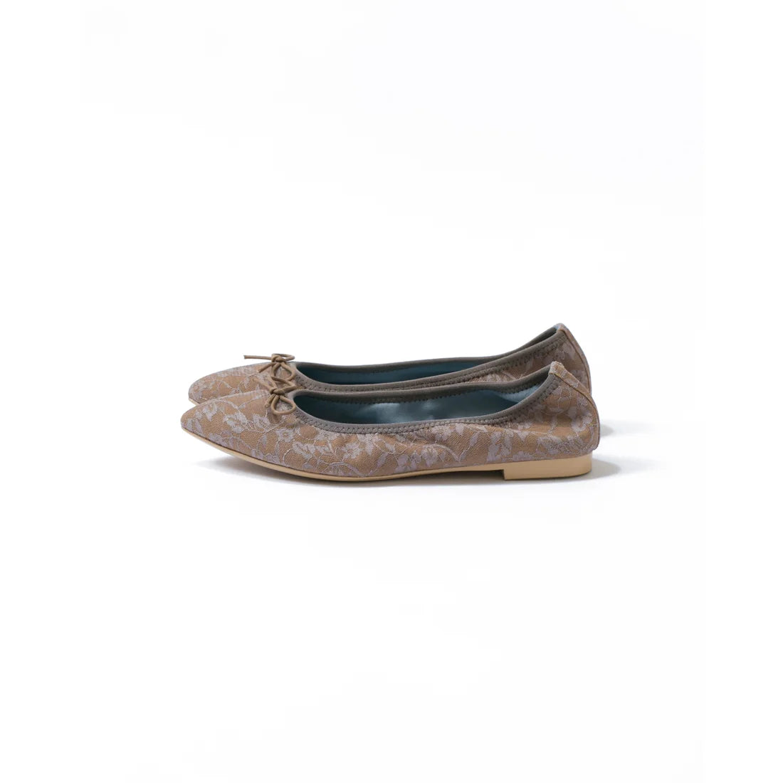 日本製【珍珠色調防水】Emma Francis尖頭平底芭蕾舞鞋(01b-L S551)(Charcoal gray lace leather suede)(チャコールグレー レース レザースエード)