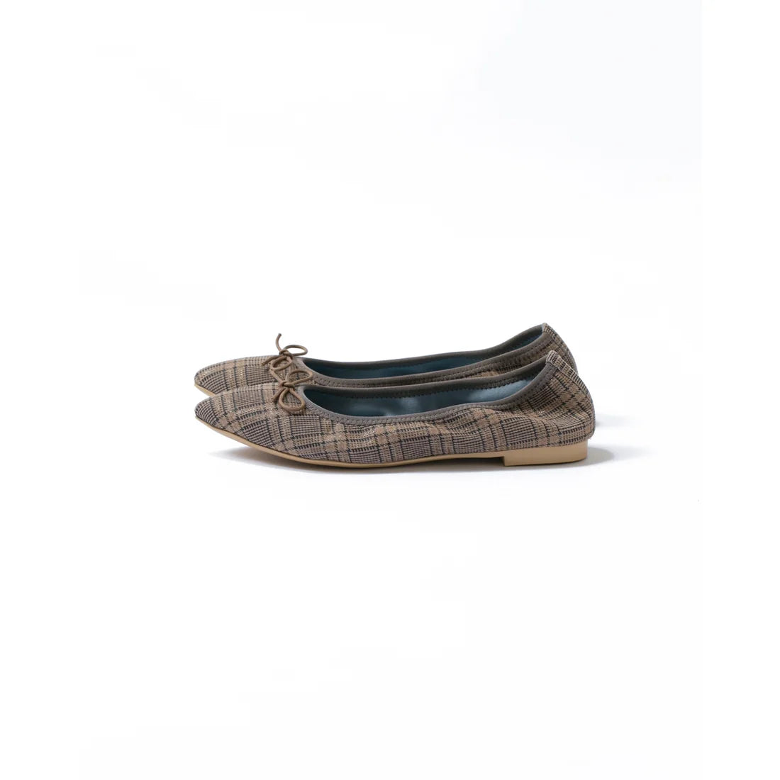 日本製【珍珠色調防水】Emma Francis尖頭平底芭蕾舞鞋(01b-L S531)(Oak check leather suede)(オーク チェック レザースエード)