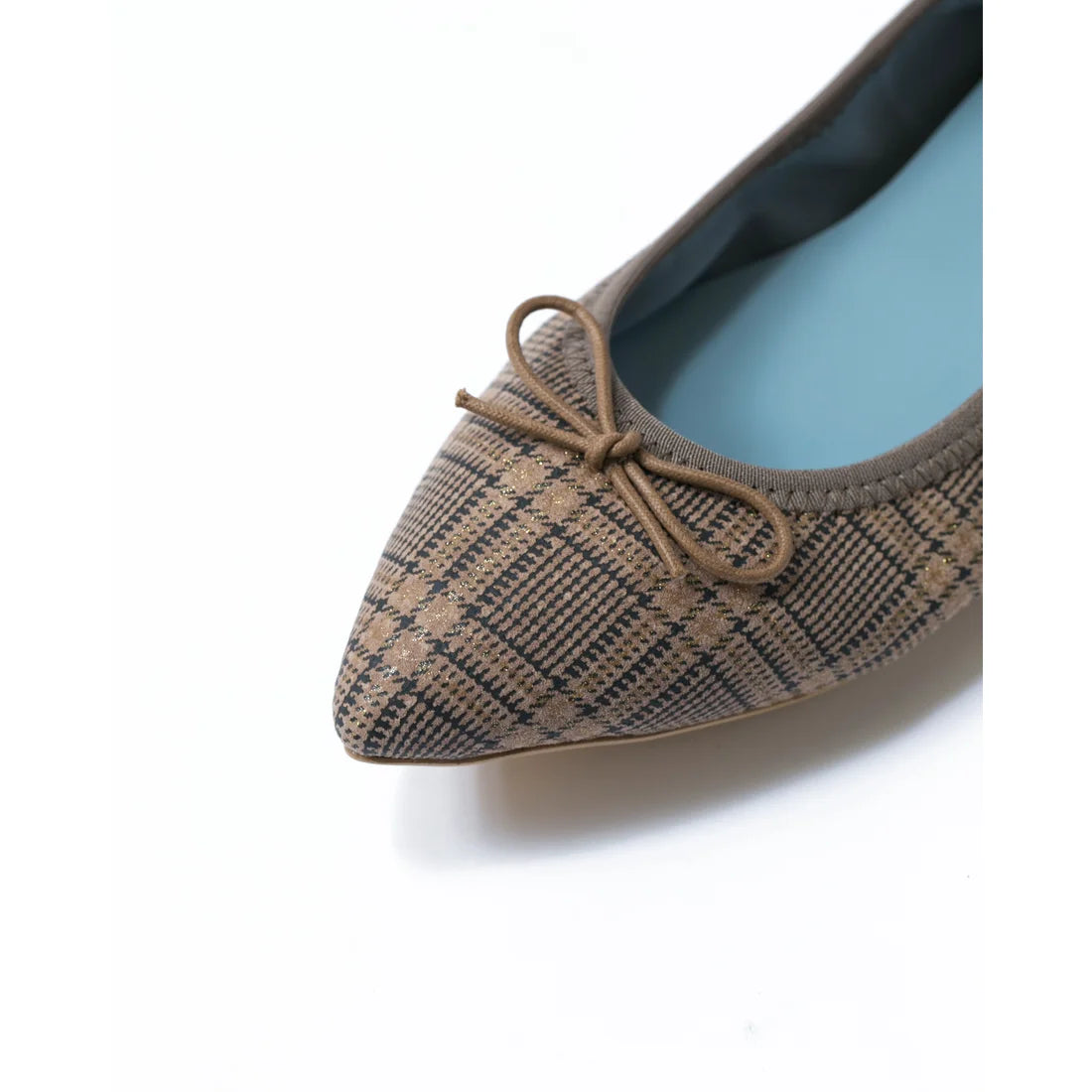 日本製【珍珠色調防水】Emma Francis尖頭平底芭蕾舞鞋(01b-L S531)(Oak check leather suede)(オーク チェック レザースエード)