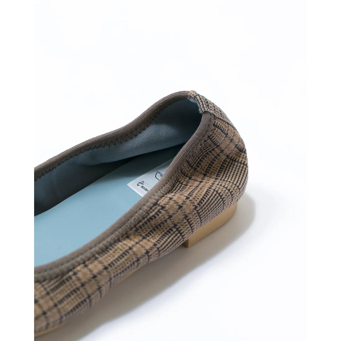 日本製【珍珠色調防水】Emma Francis尖頭平底芭蕾舞鞋(01b-L S531)(Oak check leather suede)(オーク チェック レザースエード)