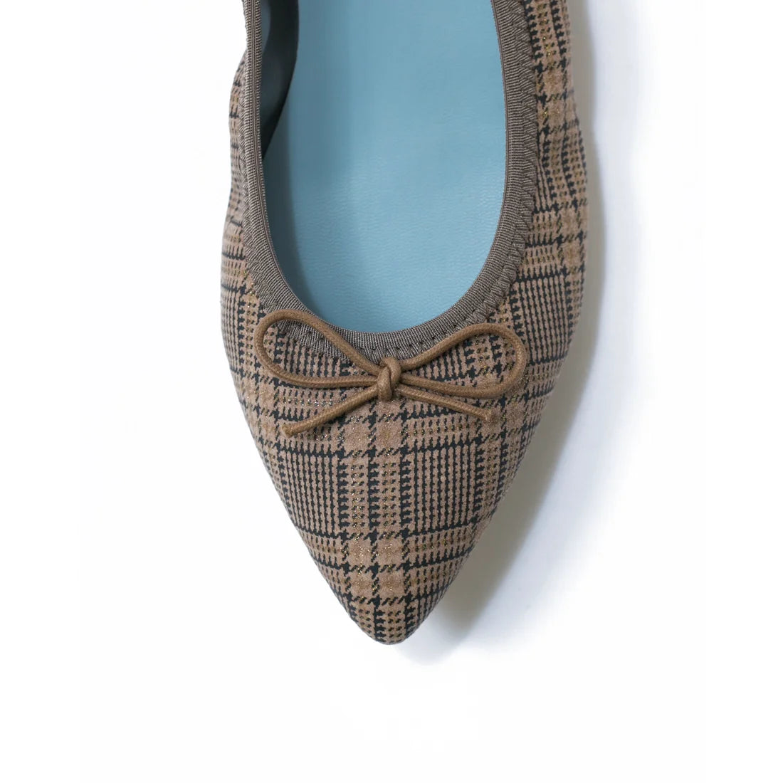 日本製【珍珠色調防水】Emma Francis尖頭平底芭蕾舞鞋(01b-L S531)(Oak check leather suede)(オーク チェック レザースエード)