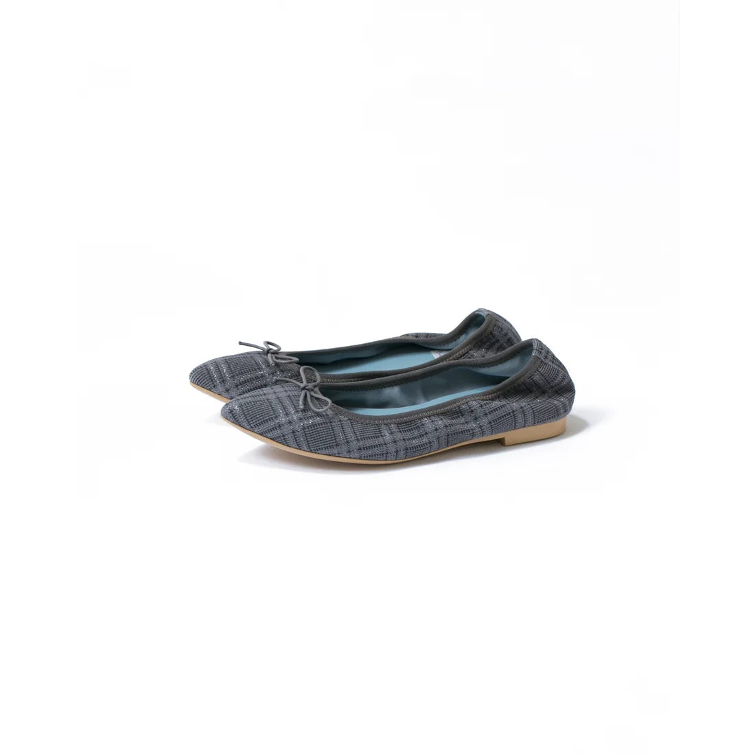 日本製【珍珠色調防水】Emma Francis尖頭平底芭蕾舞鞋(01b-L S532)(Gray checked leather suede)(グレー チェック レザースエード)