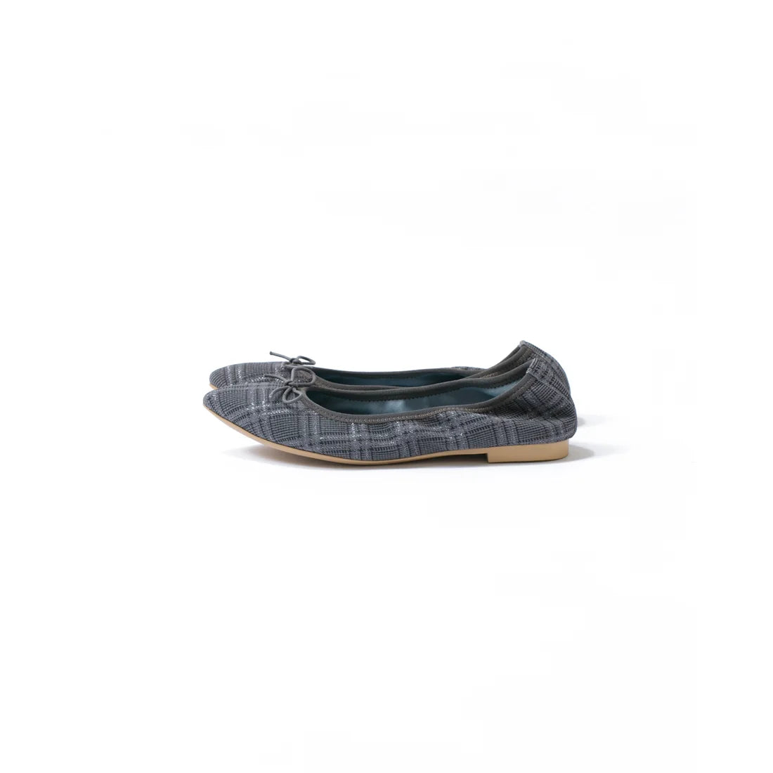 日本製【珍珠色調防水】Emma Francis尖頭平底芭蕾舞鞋(01b-L S532)(Gray checked leather suede)(グレー チェック レザースエード)