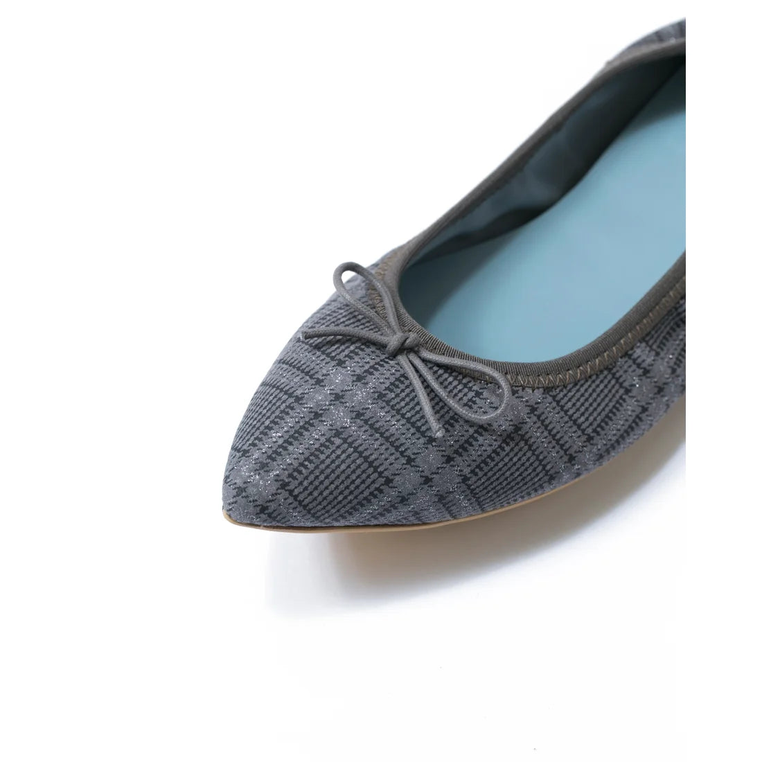 日本製【珍珠色調防水】Emma Francis尖頭平底芭蕾舞鞋(01b-L S532)(Gray checked leather suede)(グレー チェック レザースエード)