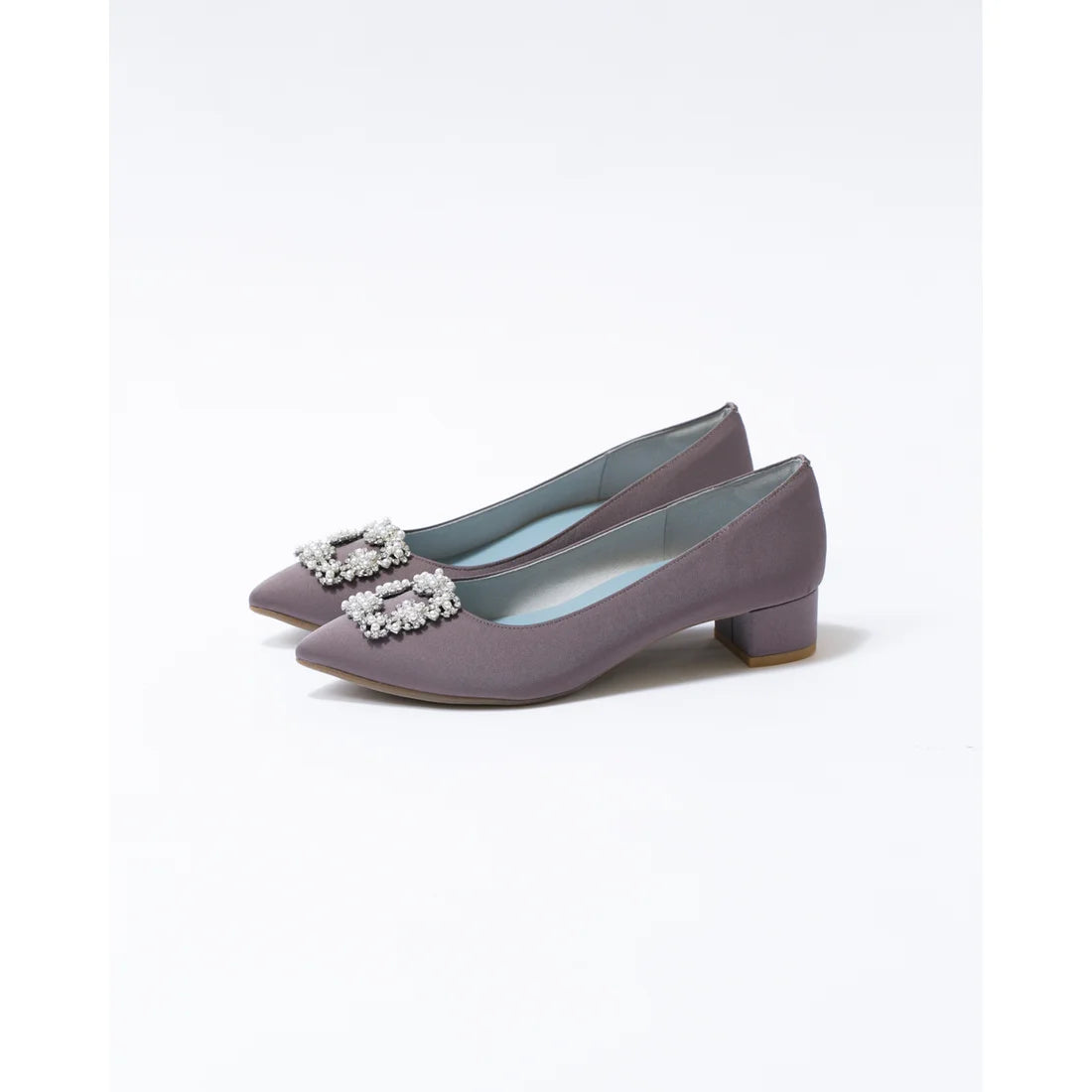 日本製 Emma Francis 尖頭3cm跟珠寶搭扣高跟鞋(3002b-ST 155)(Charcoal gray satin)(チャコールグレー サテン)