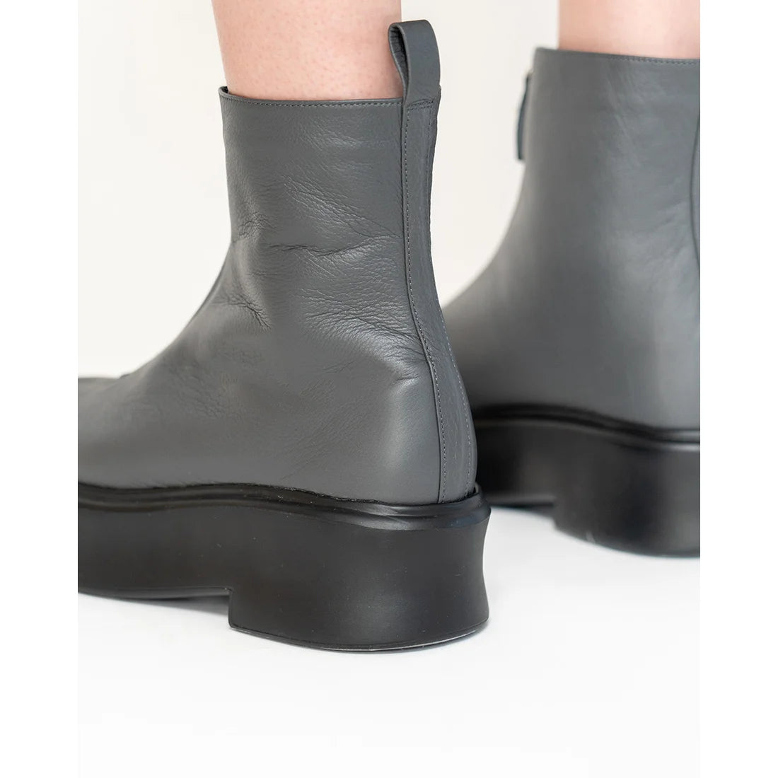 日本製【防水】Emma Francis Volume Sole厚底前拉鍊靴子 (9013a-L 153)(Gray leather)(グレー レザー)