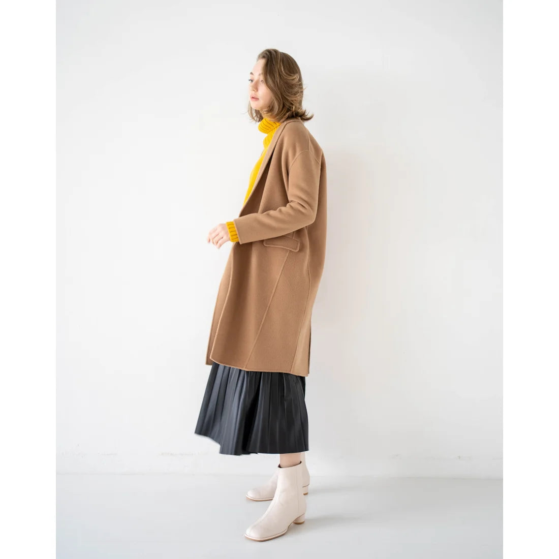 日本製【防水】Emma Francis 素面高跟靴 (9014a-L 177)(Ivory leather)(アイボリー レザー)