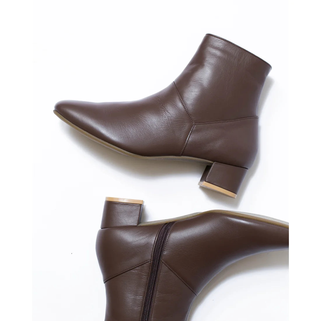 日本製【防水】Emma Francis 4cm素面高跟短靴 (9009a-L 105)(Brown leather)(ブラウン レザー)