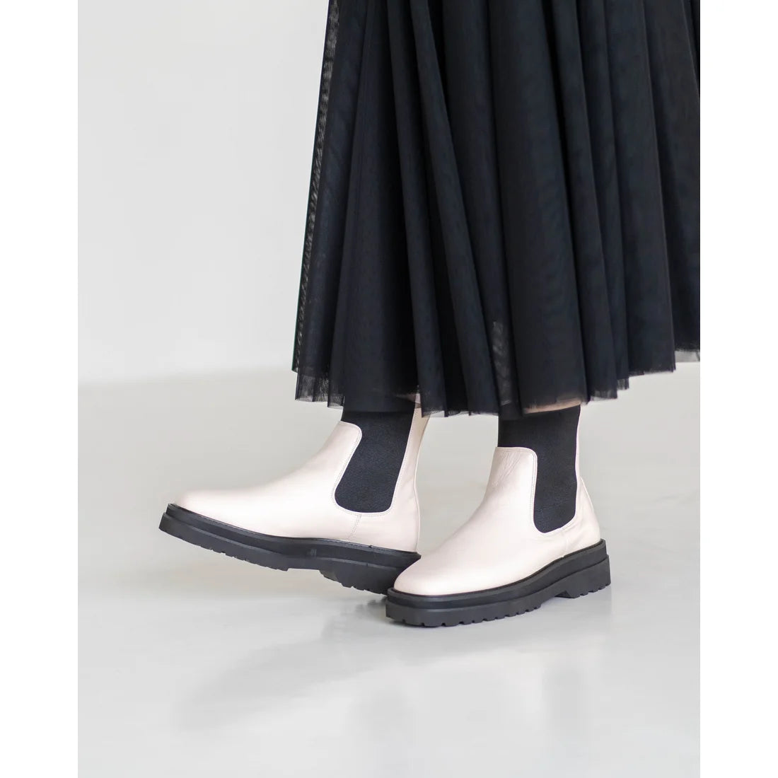 日本製【防水】Emma Francis 履帶側邊戈爾靴 (9010a-L 177)(Ivory leather)(アイボリー レザー)