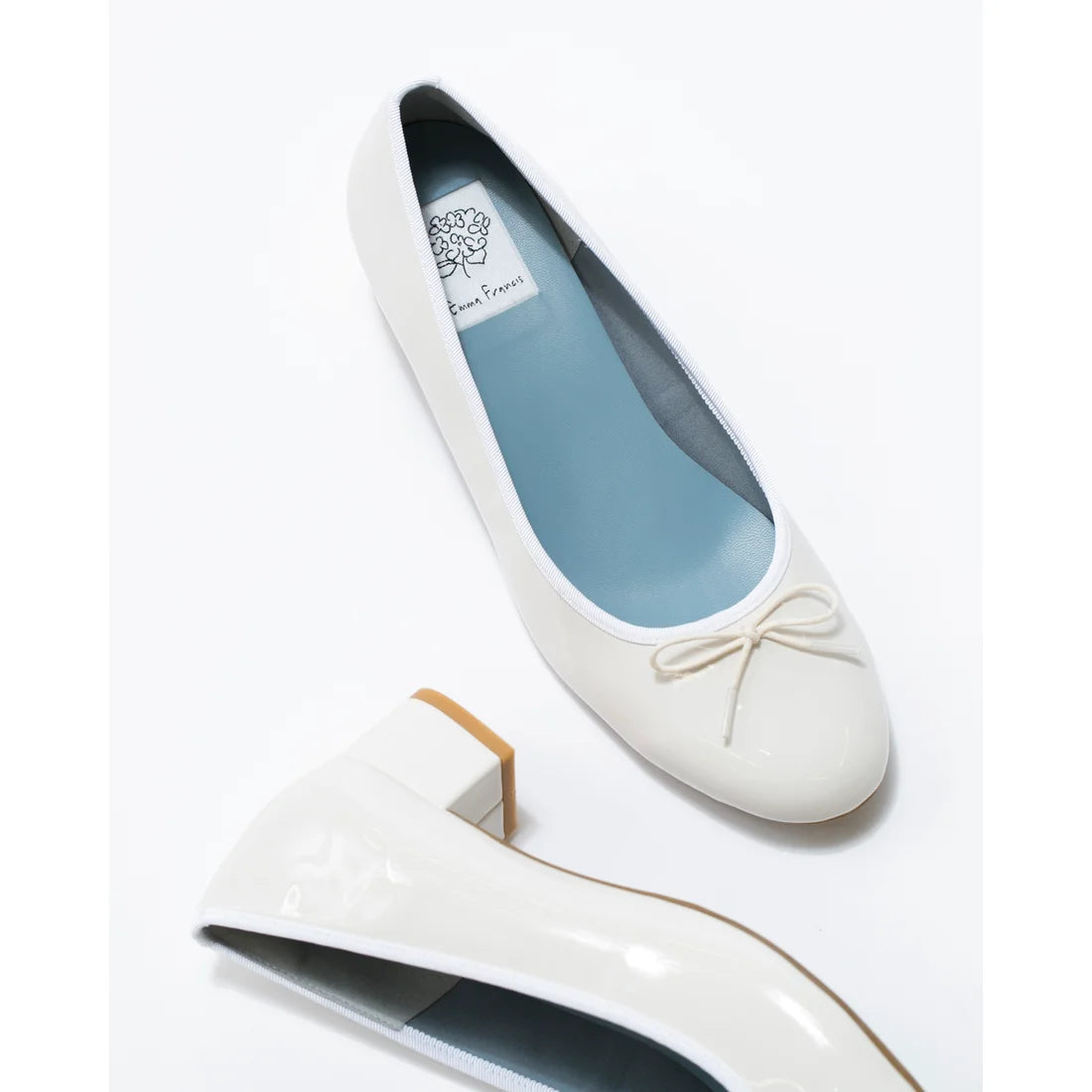 日本製【相容雨天】Emma Francis 圓頭3cm跟芭蕾舞鞋(3001a-E 159)(White enamel)(ホワイト エナメル)