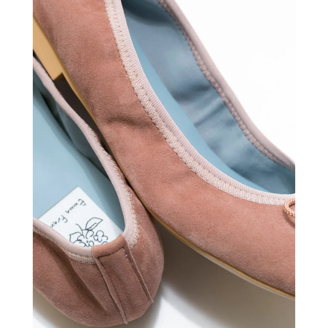 日本製【珍珠色調防水】Emma Francis 真皮 圓頭平底芭蕾舞鞋(02b-L S198)(Pink beige leather suede)(ピンクベージュ レザースエード)