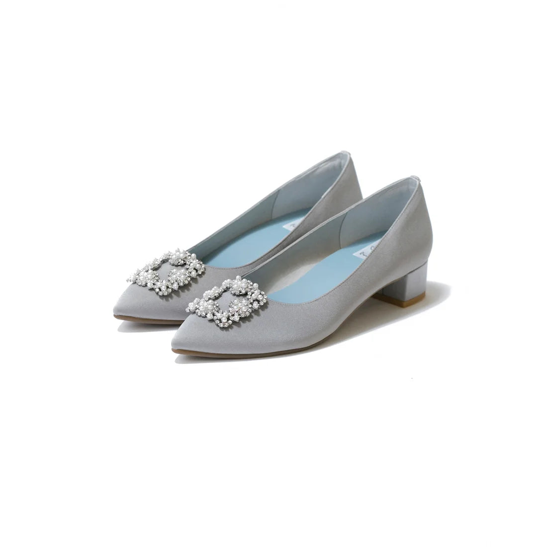 日本製 Emma Francis 尖頭3cm跟珠寶搭扣高跟鞋(3002b-ST 153)(Gray satin)(グレー サテン)