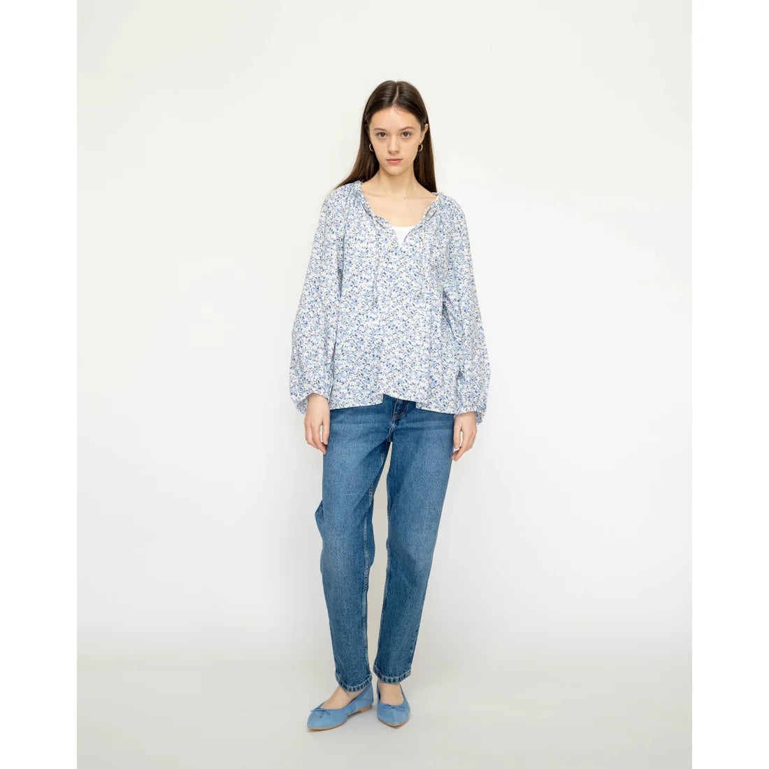 日本製【珍珠色調防水】Emma Francis尖頭平底芭蕾舞鞋 (01b-L S121)(Light blue leather suede)(ライトブルー レザースエード)