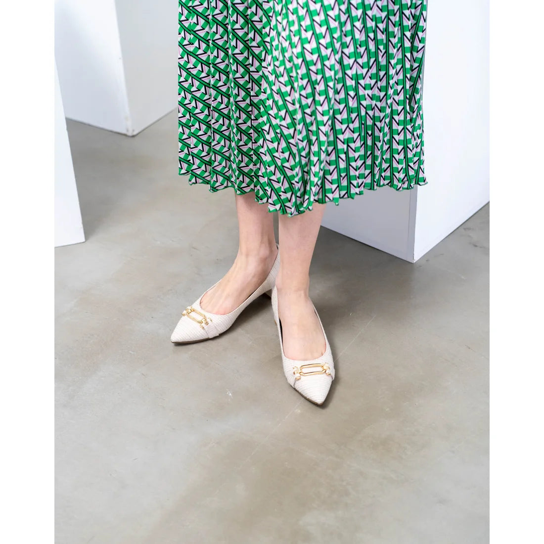 日本製 Emma Francis 尖頭搭扣花呢高跟鞋(3002d-TW 177)(Ivory tweed)(アイボリー ツイード)