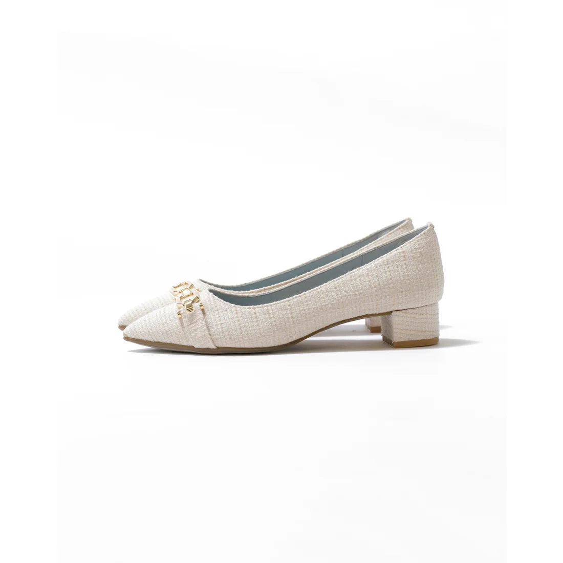 日本製 Emma Francis 尖頭搭扣花呢高跟鞋(3002d-TW 177)(Ivory tweed)(アイボリー ツイード)