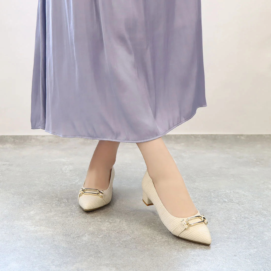日本製 Emma Francis 尖頭搭扣花呢高跟鞋(3002d-TW 144)(Pink tweed)(ピンク ツイード)