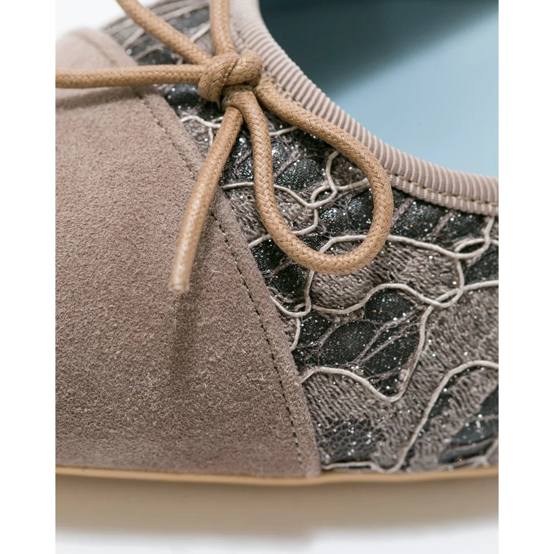 日本製 Emma Francis 平底尖頭蕾絲芭蕾舞鞋(01l-L 155)(Charcoal gray lace)(チャコールグレー レース)