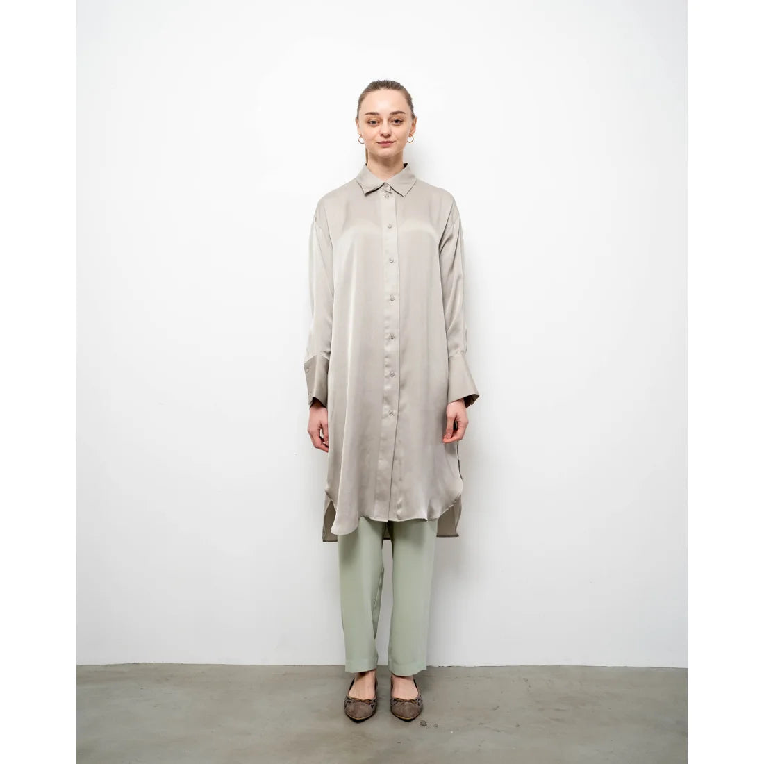 日本製 Emma Francis 平底尖頭蕾絲芭蕾舞鞋(01l-L 155)(Charcoal gray lace)(チャコールグレー レース)